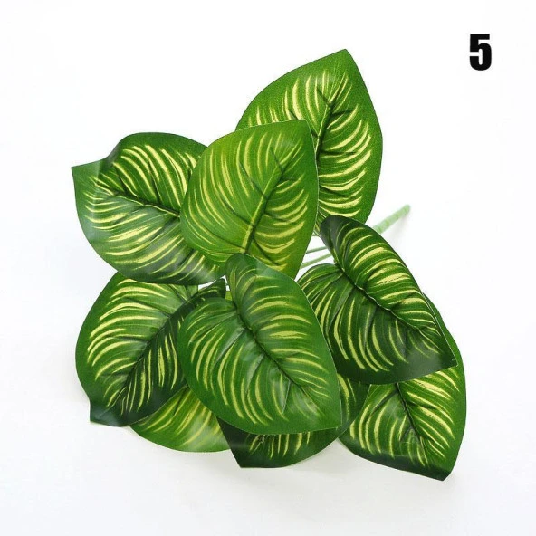 Nettenevime Yapay Çiçek Demet Difenbahya Sarı Çizgili 12Dal 55cm Salon Çiçeği Yapay Bitki - Resim 2