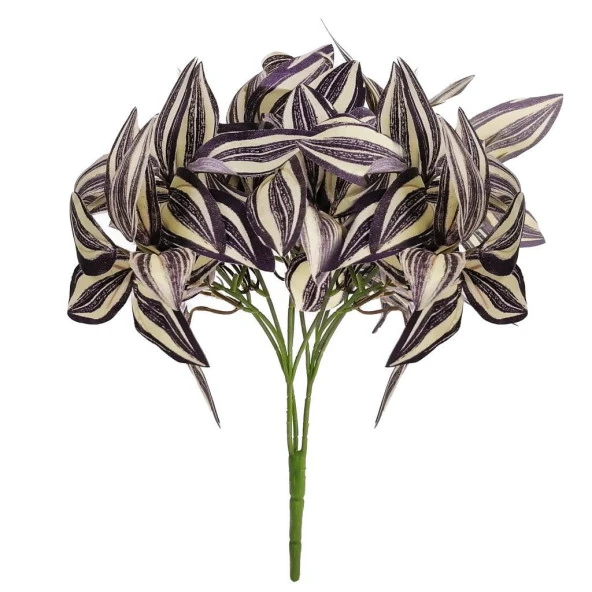 Nettenevime Yapay Çiçek Lila Çizgili Yaprak Demeti  Dikey Bahçe Uygulama Demeti 30 cm Yapay Bitki ürün görseli