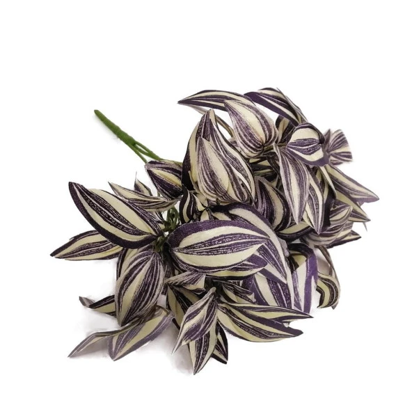 Nettenevime Yapay Çiçek Lila Çizgili Yaprak Demeti  Dikey Bahçe Uygulama Demeti 30 cm Yapay Bitki - Resim 2