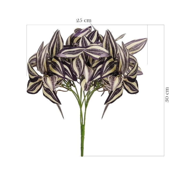 Nettenevime Yapay Çiçek Lila Çizgili Yaprak Demeti  Dikey Bahçe Uygulama Demeti 30 cm Yapay Bitki - Resim 4