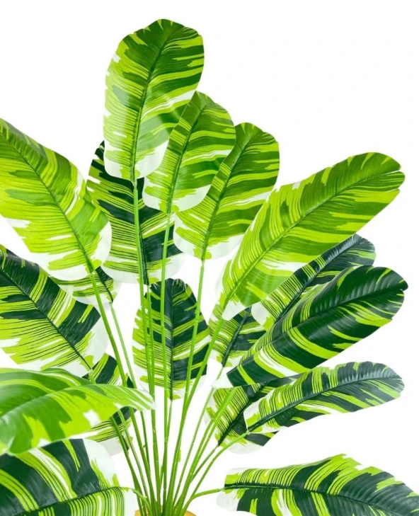 Nettenevime Yapay Çiçek Saksıda Muz Desenli Yapraklı 12Dal 60cm Salon Çiçeği Yapay Bitki - Resim 5