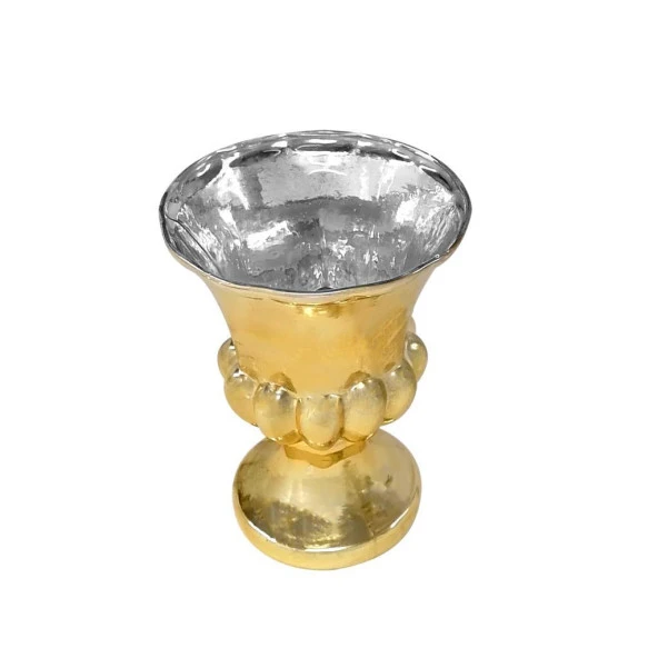 Nettenevime Cam Vazo Antik Kupa Tasarım Altın Renk 15x11 cm - 2