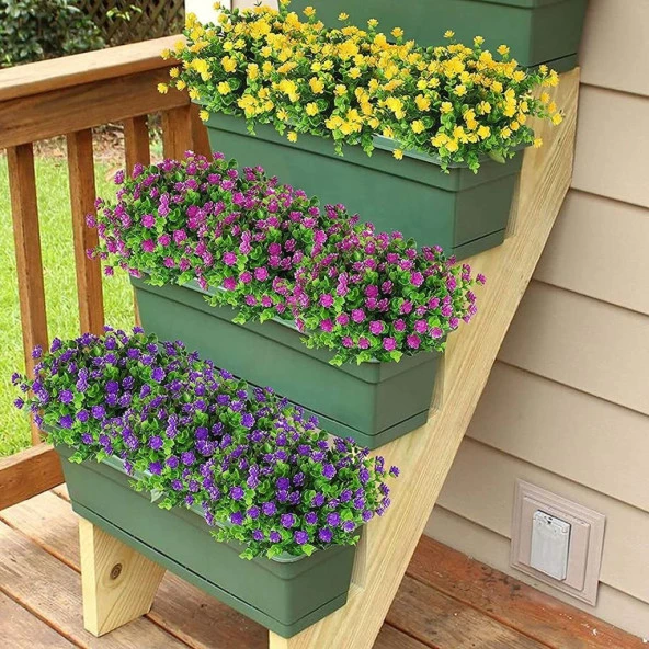 Nettenevime Yapay Çiçek PEMBE Mineli Şimşir Dekoratif Yapay Bitki - 6