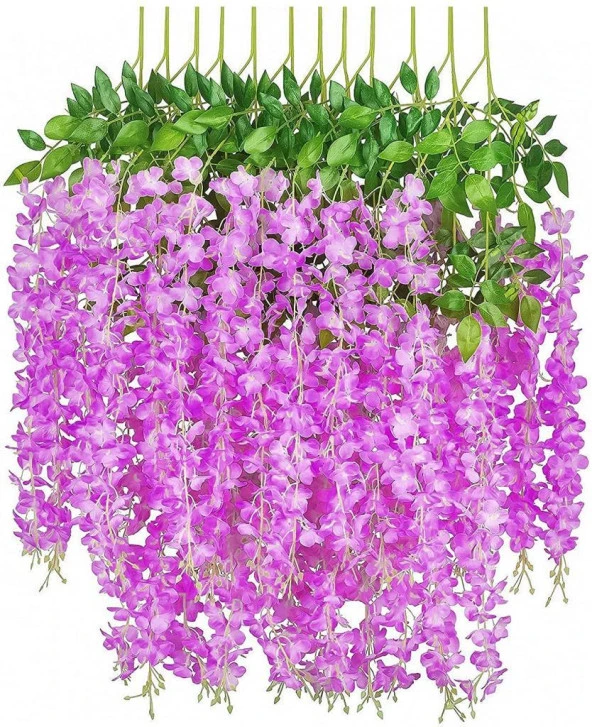 Nettenevime Sarkan Yapay Çiçek Akasya LİLA 80 cm 3 Sarkan Dallı 12 ADET BAĞ