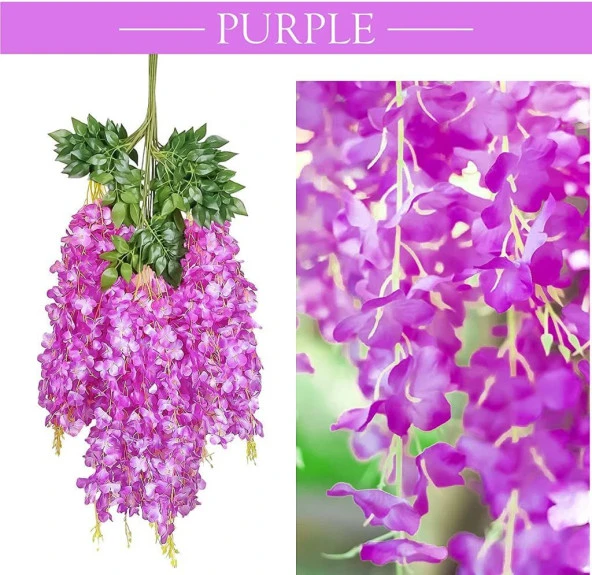 Nettenevime Sarkan Yapay Çiçek Akasya LİLA 80 cm 3 Sarkan Dallı 12 ADET BAĞ - 4