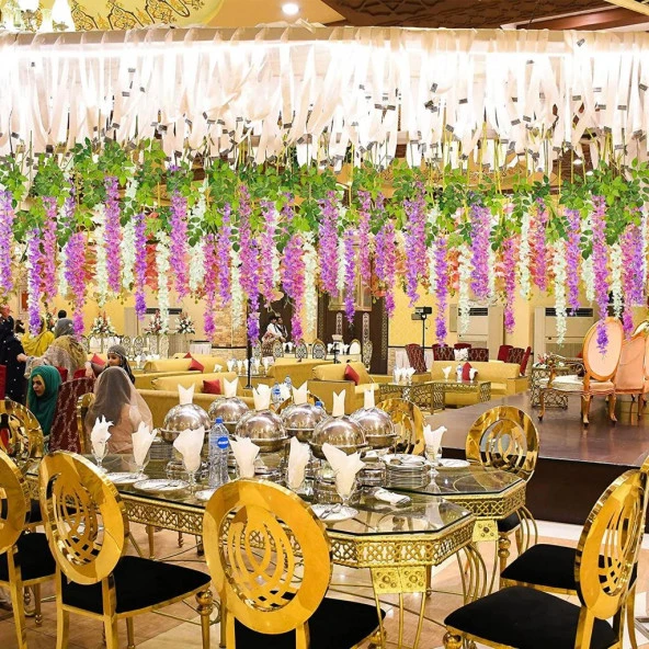 Nettenevime Sarkan Yapay Çiçek Akasya LİLA 80 cm 3 Sarkan Dallı 12 ADET BAĞ - 7