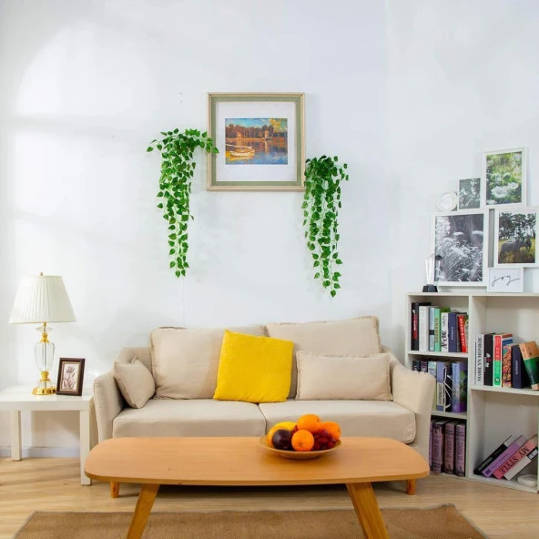 Nettenevime Yapay Sarmaşık 7 Adet  9 Dallı Sarkan Sarmaşık Sarı Çizgili Yaprak - Resim 6