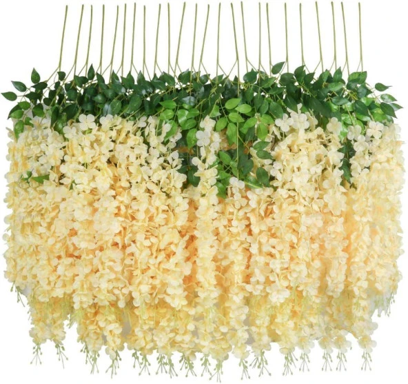 Nettenevime Sarkan Yapay Çiçek Akasya Şampanya Renk 80 cm 3 Sarkan Dallı 12 ADET BAĞ