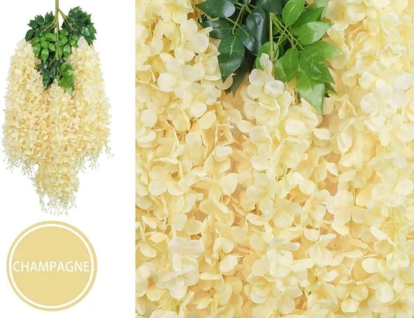 Nettenevime Sarkan Yapay Çiçek Akasya Şampanya Renk 80 cm 3 Sarkan Dallı 12 ADET BAĞ - 3