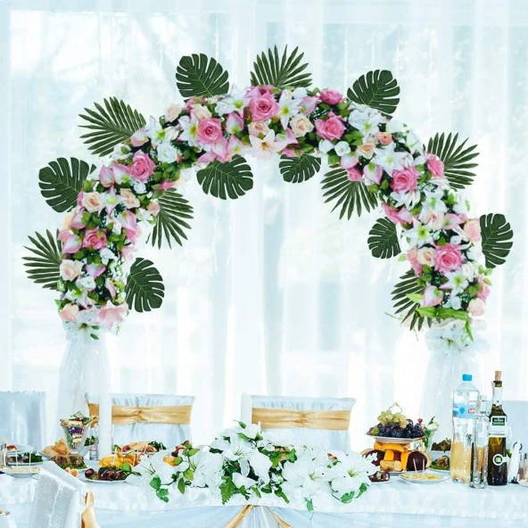 Nettenevime Yapay Çiçek 5 Palmiye ve 5 Monstera Yaprağı - Resim 6
