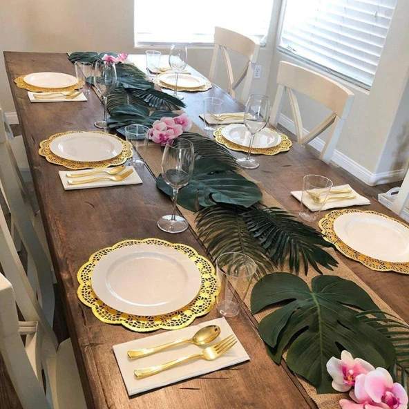 Nettenevime Yapay Çiçek 5 Palmiye ve 5 Monstera Yaprağı - Resim 8