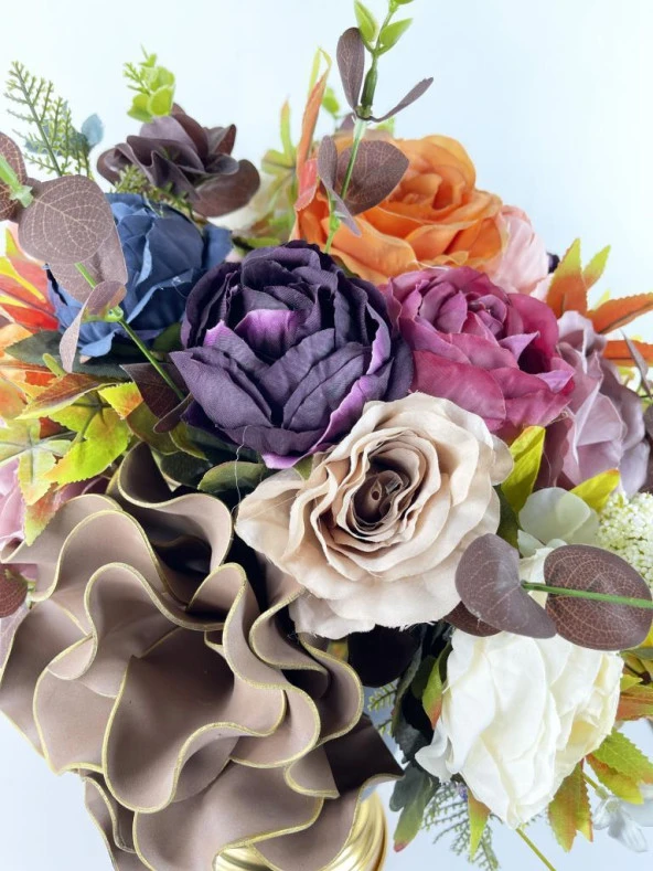 Nettenevime Yapay Çiçek Aranjmanı Siyah Gold Vazolu Nişan Çiçeği İsteme Çiçeği Masa Üstü Çiçeği Arajman 45996 - 4