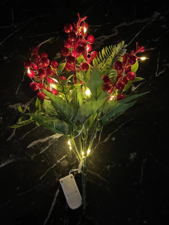 Nettenevime Yapay Çiçek Yılbaşı Çiçeği Kırmızı Demet Kokina Led Işıklı 3 Fonksiyonlu ürün görseli 1