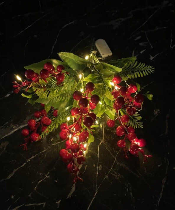 Nettenevime Yapay Çiçek Yılbaşı Çiçeği Kırmızı Demet Kokina Led Işıklı 3 Fonksiyonlu - Resim 3