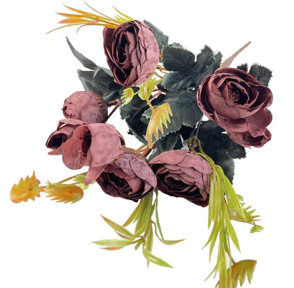 Nettenevime Yapay Çiçek Erengül Demeti 5 Dallı Bordo - Resim 3