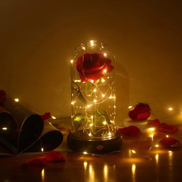 Nettenevime Faunus İçerisinde Yapay Çiçek Kırmızı Gül Ve 3 Fonksiyonlu Periled - Resim 3