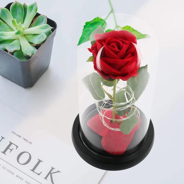 Nettenevime Faunus İçerisinde Yapay Çiçek Kırmızı Gül Ve 3 Fonksiyonlu Periled - Resim 6