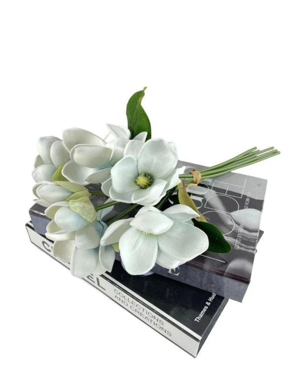 Nettenevime Yapay Çiçek Manolya Letex Eva Magnolia 33cm Pudra Uçuk Mavi - 4