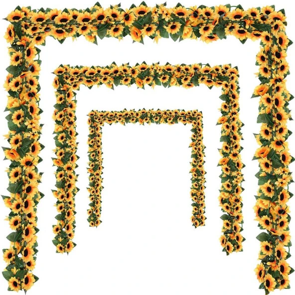 Yapay Çiçek Ay Çiçeği Tak Organizasyon Nişan Düğün Dekor Çiçeği Süsleme Tag 25x150cm - 4