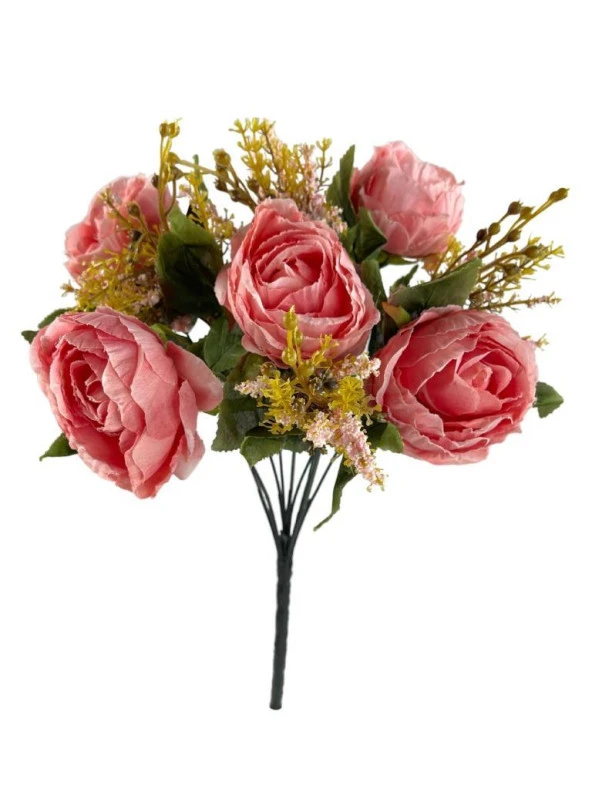 Nettenevime Yapay Çiçek Pembe Şakayık 5Kafalı Erengül Büyük Boy Cipsolu Demet