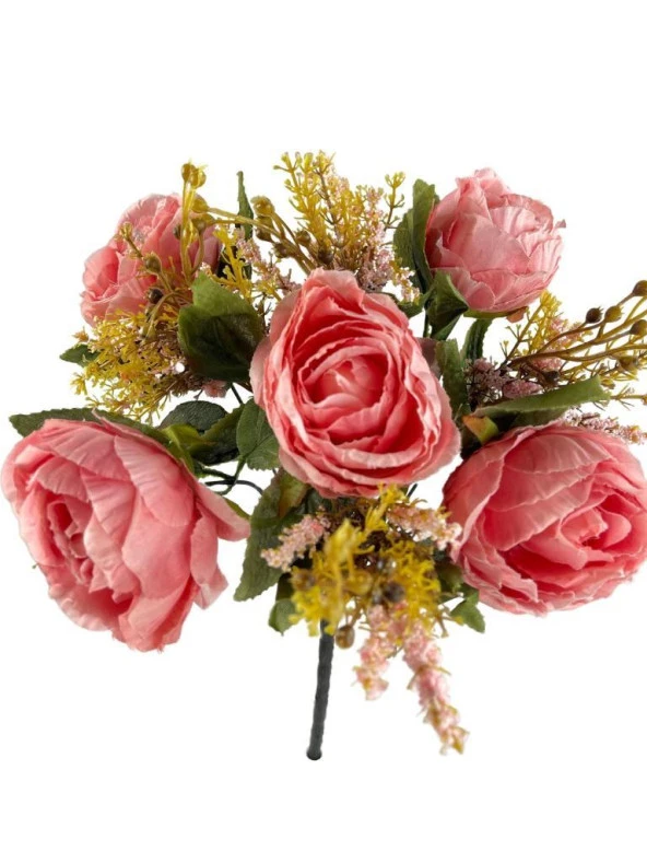 Nettenevime Yapay Çiçek Pembe Şakayık 5Kafalı Erengül Büyük Boy Cipsolu Demet - 3