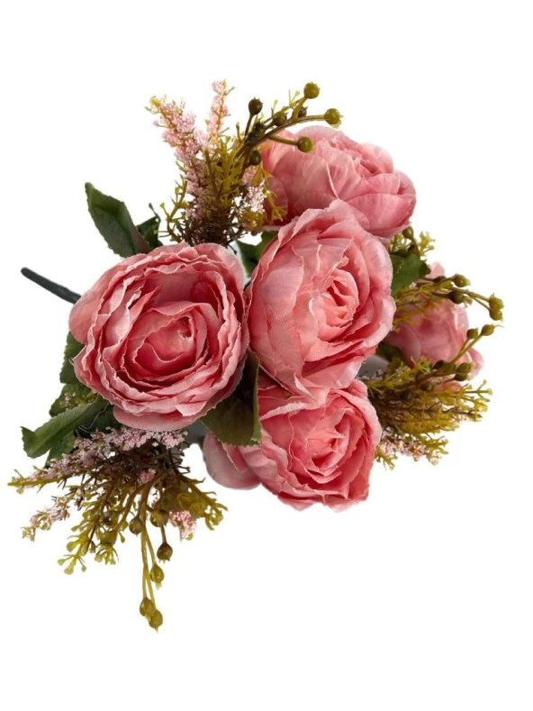 Nettenevime Yapay Çiçek Pembe Şakayık 5Kafalı Erengül Büyük Boy Cipsolu Demet - 5