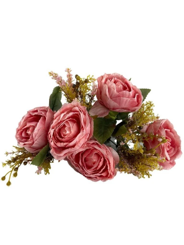 Nettenevime Yapay Çiçek Pembe Şakayık 5Kafalı Erengül Büyük Boy Cipsolu Demet - 6