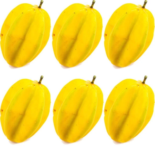 Nettenevime Yapay Meyve Carambole Star Fruit Yapay Yıldız Meyvesi Sarı 6 Lı Paket