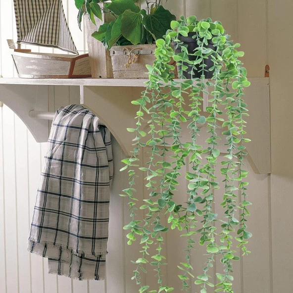 Nettenevime Yapay Çiçek Saksıda Sarkan Okaliptus 80cm - Resim 3