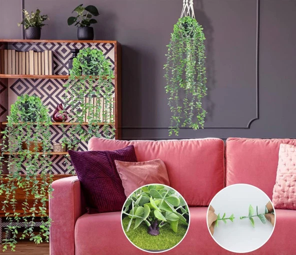 Nettenevime Yapay Çiçek Saksıda Sarkan Okaliptus 80cm - Resim 6