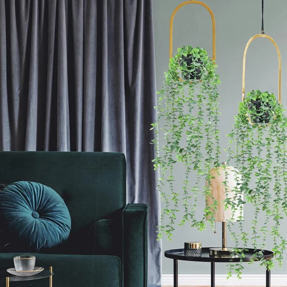 Nettenevime Yapay Çiçek Sarkan Okaliptus 80cm 5dal Yeşil Açık - 5