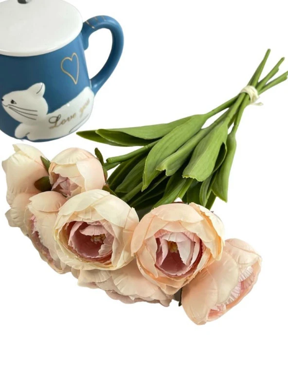 Nettenevime Yapay Çiçek Islak Yapraklı Şakayık Erengül 7 Çiçekli 30cm - Resim 3