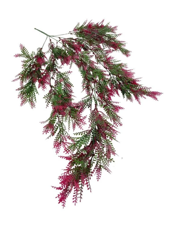 Nettenevime Yapay Çiçek Sarkan Çiçek Yeşil Bordo Fern725 Yapay Sarmaşık  70*30cm UV Katkılı Güneşe Dayanıklı