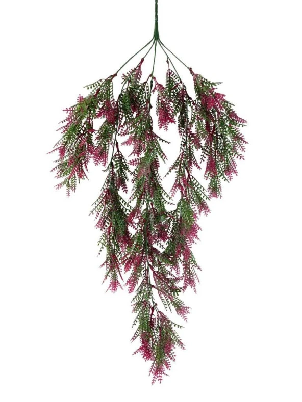 Nettenevime Yapay Çiçek Sarkan Çiçek Yeşil Bordo Fern725 Yapay Sarmaşık  70*30cm UV Katkılı Güneşe Dayanıklı - 2