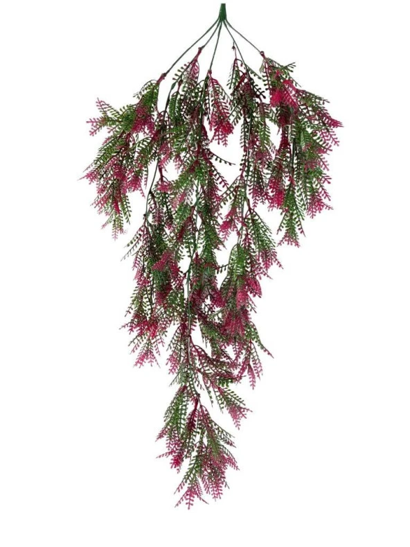Nettenevime Yapay Çiçek Sarkan Çiçek Yeşil Bordo Fern725 Yapay Sarmaşık  70*30cm UV Katkılı Güneşe Dayanıklı - 3