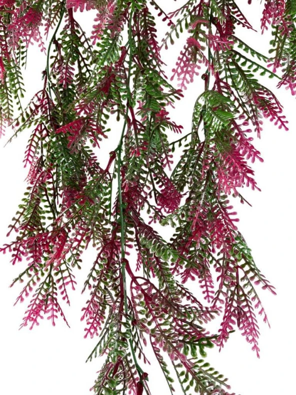 Nettenevime Yapay Çiçek Sarkan Çiçek Yeşil Bordo Fern725 Yapay Sarmaşık  70*30cm UV Katkılı Güneşe Dayanıklı - 4