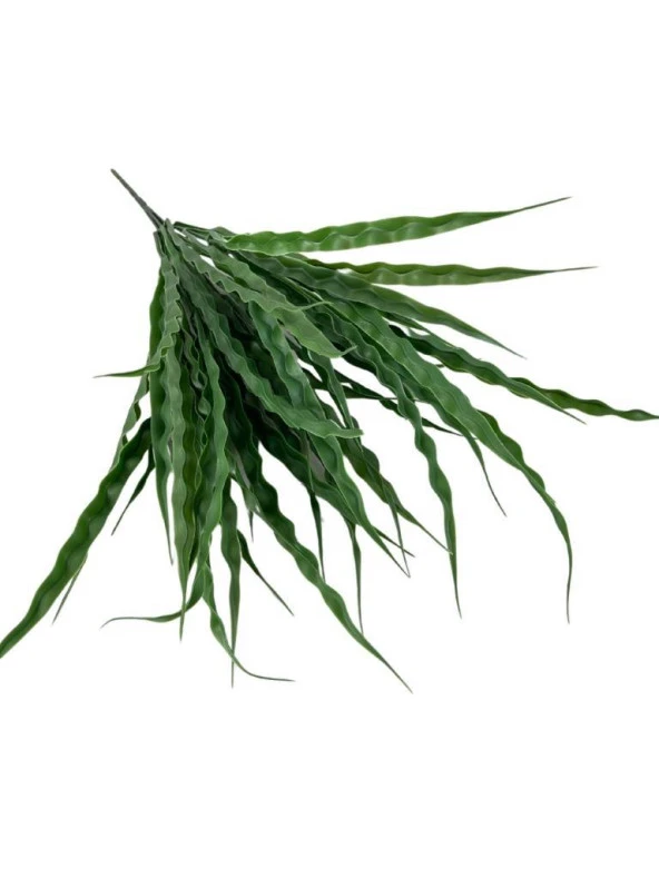 Nettenevime Yapay Çiçek Yeşil Kalın Kıvrımlı Saz Garnitür Aradal Dekoratif Yapay Bitki 45cm - Resim 2