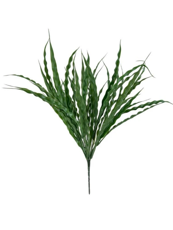 Nettenevime Yapay Çiçek Yeşil Kalın Kıvrımlı Saz Garnitür Aradal Dekoratif Yapay Bitki 45cm - Resim 3