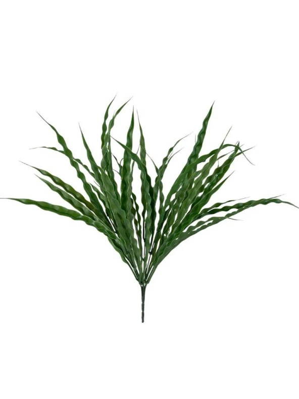 Nettenevime Yapay Çiçek Yeşil Kalın Kıvrımlı Saz Garnitür Aradal Dekoratif Yapay Bitki 45cm - Resim 4
