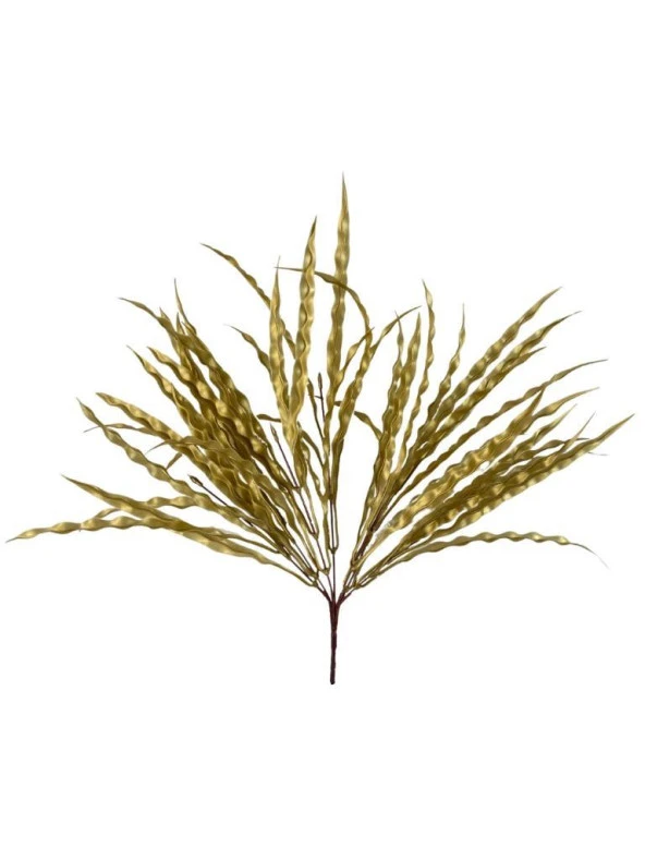 Nettenevime Yapay Çiçek Altın Gold Kalın Kıvrımlı Saz Garnitür Aradal Dekoratif Yapay Bitki 45cm - 2