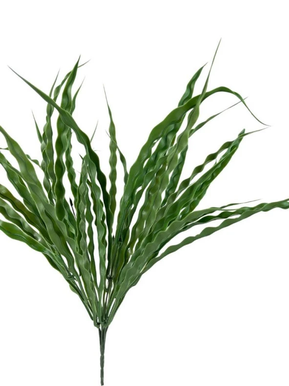 Nettenevime Yapay Çiçek Yeşil Kalın Kıvrımlı Saz Garnitür Aradal Dekoratif Yapay Bitki 45cm - Resim 5
