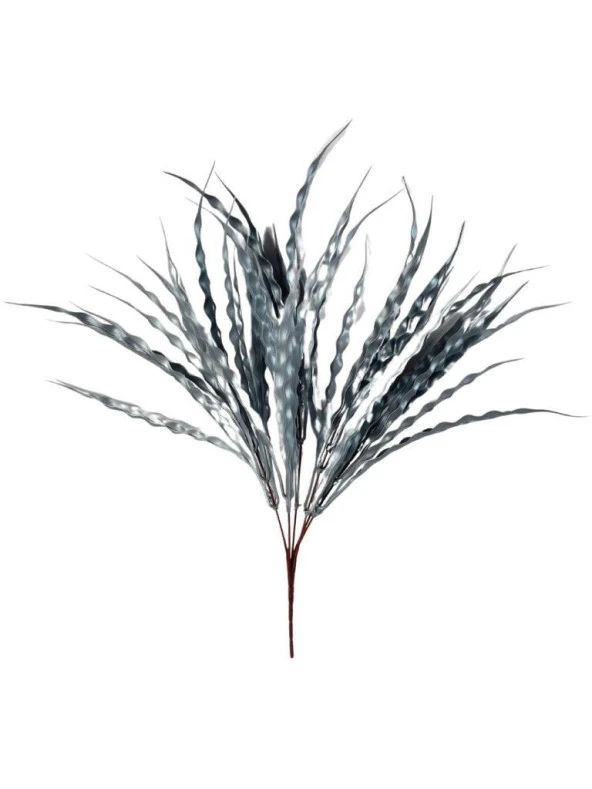 Nettenevime Yapay Çiçek Gümüş Kalın Kıvrımlı Saz Garnitür Aradal Dekoratif Yapay Bitki 45cm ürün görseli 1