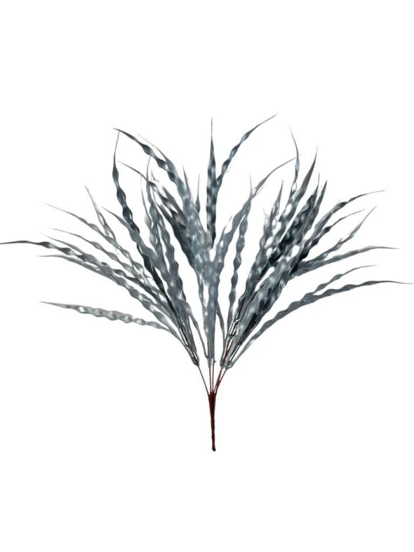 Nettenevime Yapay Çiçek Gümüş Kalın Kıvrımlı Saz Garnitür Aradal Dekoratif Yapay Bitki 45cm - Resim 2