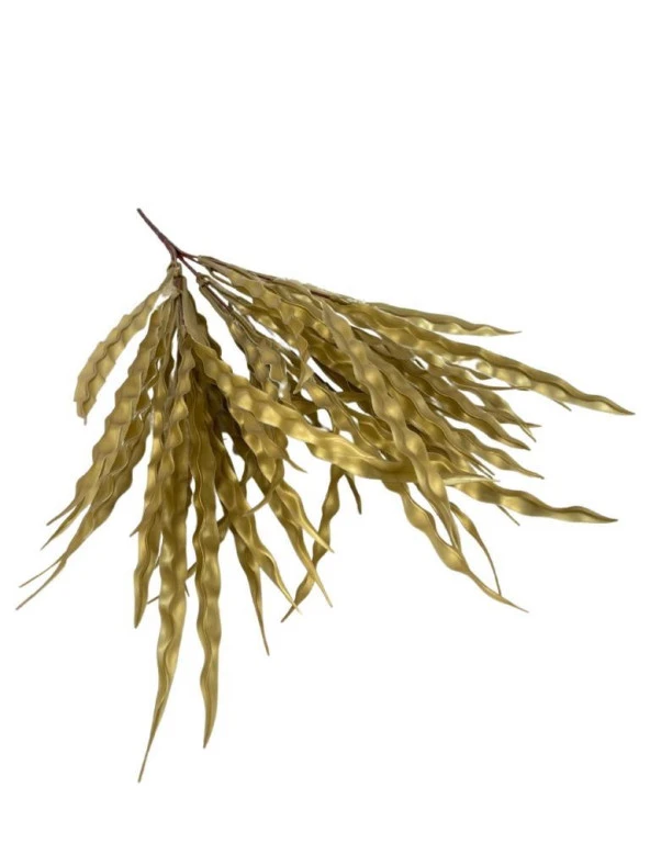 Nettenevime Yapay Çiçek Altın Gold Kalın Kıvrımlı Saz Garnitür Aradal Dekoratif Yapay Bitki 45cm - 6