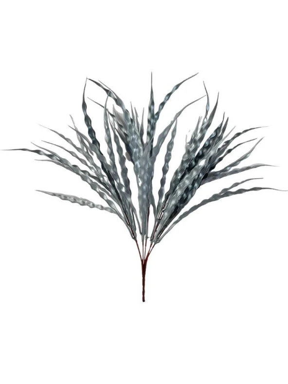 Nettenevime Yapay Çiçek Gümüş Kalın Kıvrımlı Saz Garnitür Aradal Dekoratif Yapay Bitki 45cm - Resim 4