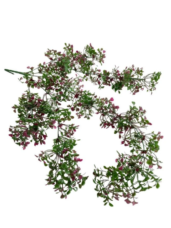 Nettenevime Yapay Çiçek Sarkan Çiçek Bordo Yeşil Fare Kulağı Şimşir Yapay Sarmaşık  60*30cm UV Katkılı Güneşe Dayanıklı - Resim 2