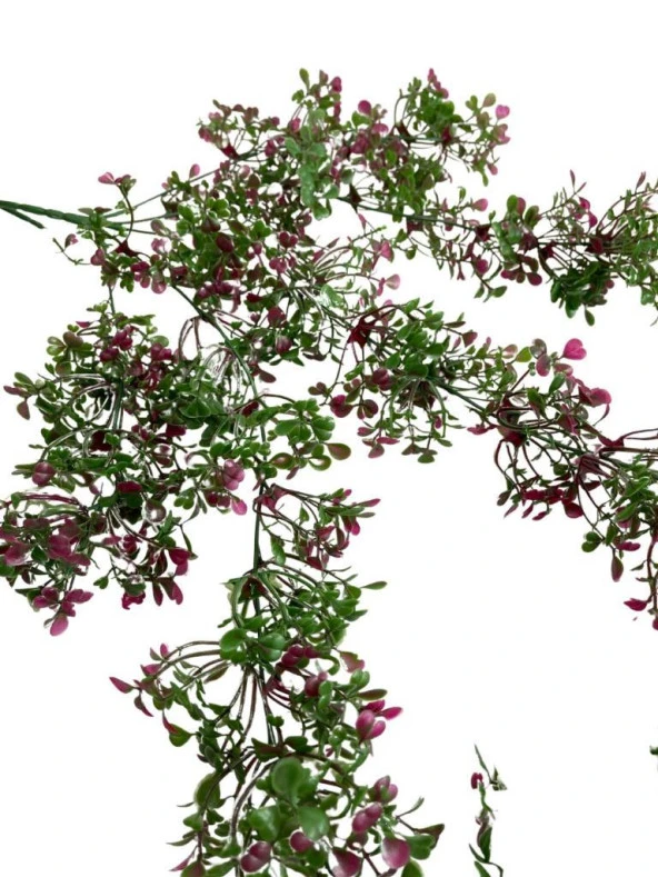 Nettenevime Yapay Çiçek Sarkan Çiçek Bordo Yeşil Fare Kulağı Şimşir Yapay Sarmaşık  60*30cm UV Katkılı Güneşe Dayanıklı - Resim 3