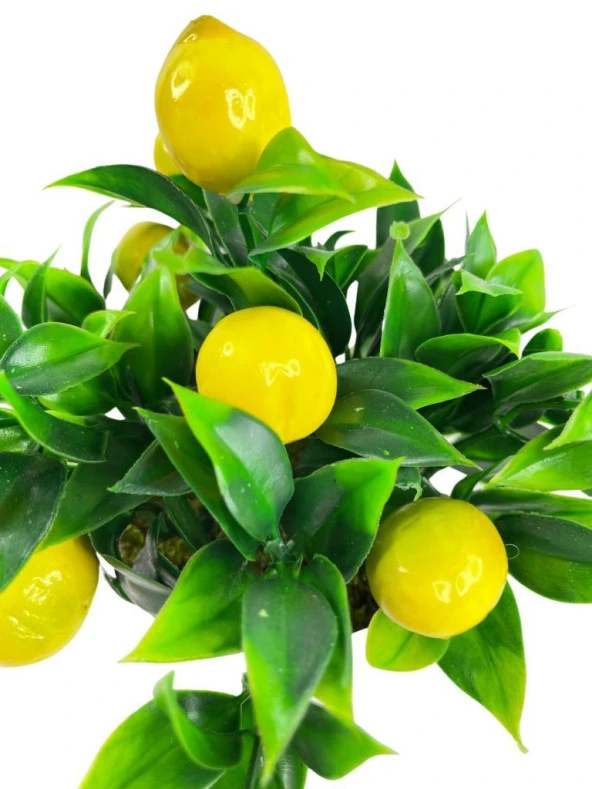 Nettenevime Yapay Çiçek Beyaz Saksıda Limon Dekoratif Masa Çiçeği 25cm - 2