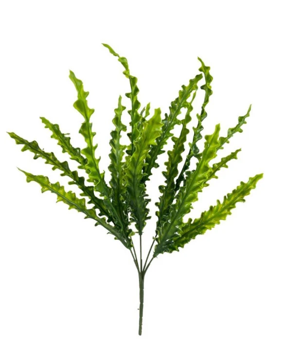 Yapay Çiçek Kıvırcık Saz Yeşil 5 Dallı 40*20cm Aradal Garnitür Çiçek - 3