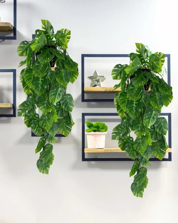 Nettenevime Yapay Çiçek Saksıda Sarkan Monstera Deve Tabanı Yapay Sarmaşık Pastel 60cm - Resim 2